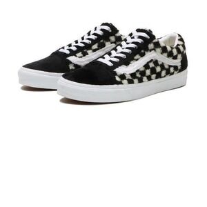 Vans Old Skool Checkerboard Sherpa Men's Black White Retro Low Top Skate Shoes